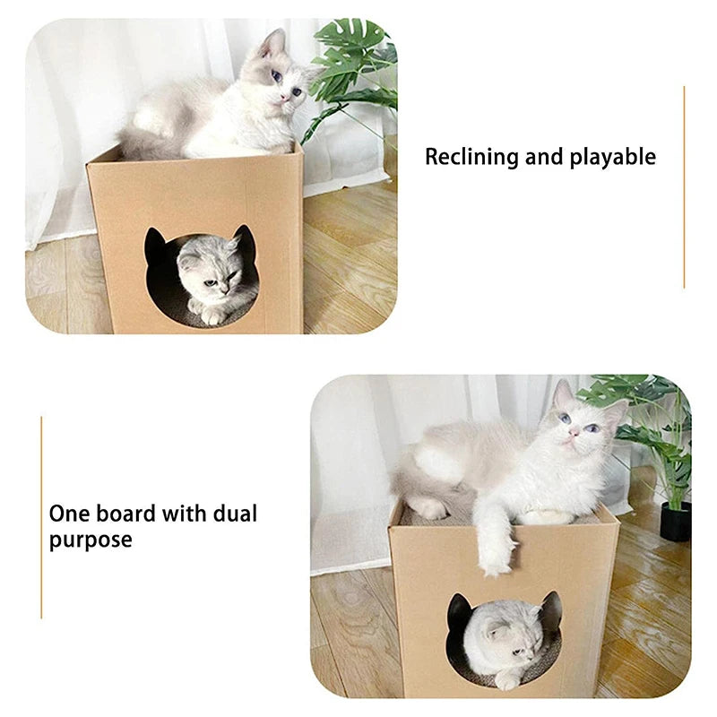 Foldable Cardboard Cat Scratcher House