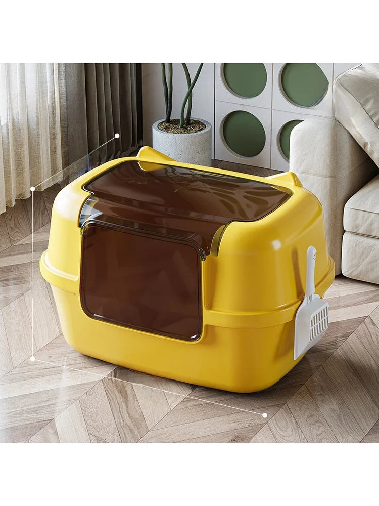 Spacious Fully Enclosed Cat Litter Box