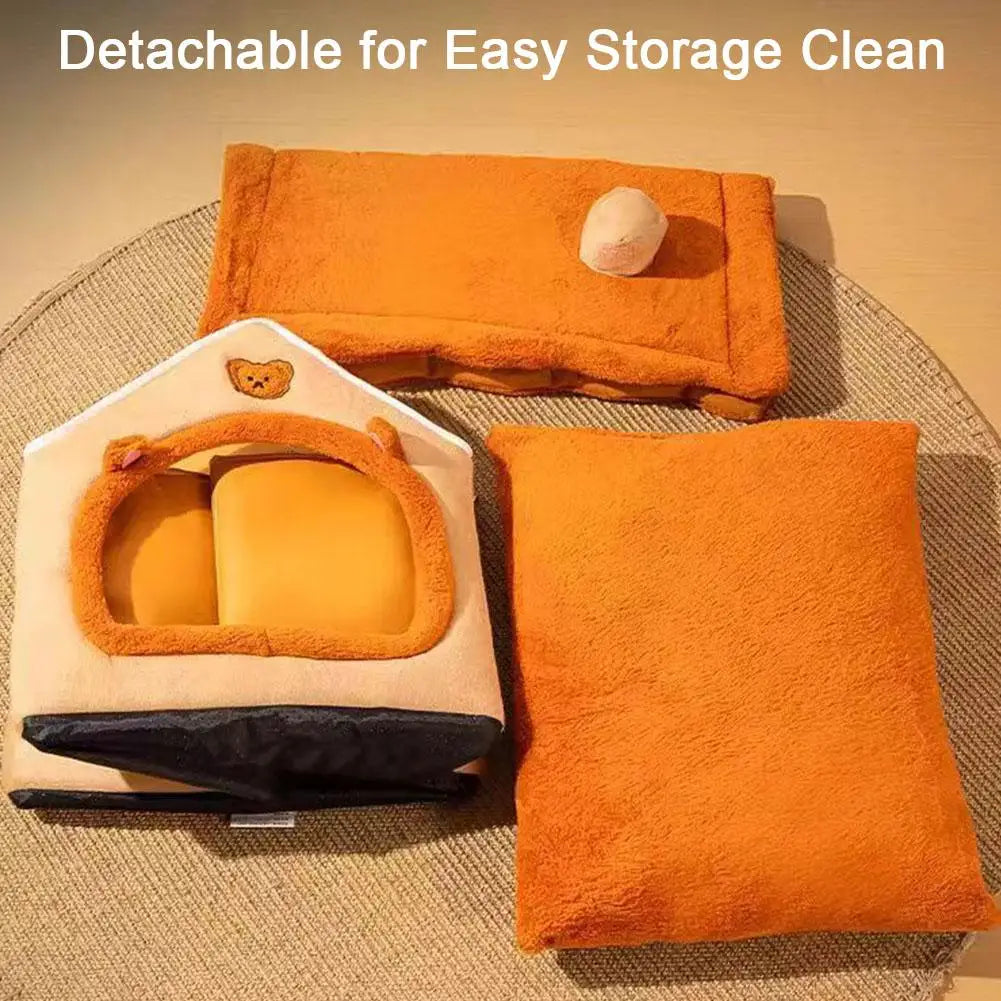 Thick Plush Semi-Enclosed Pet House