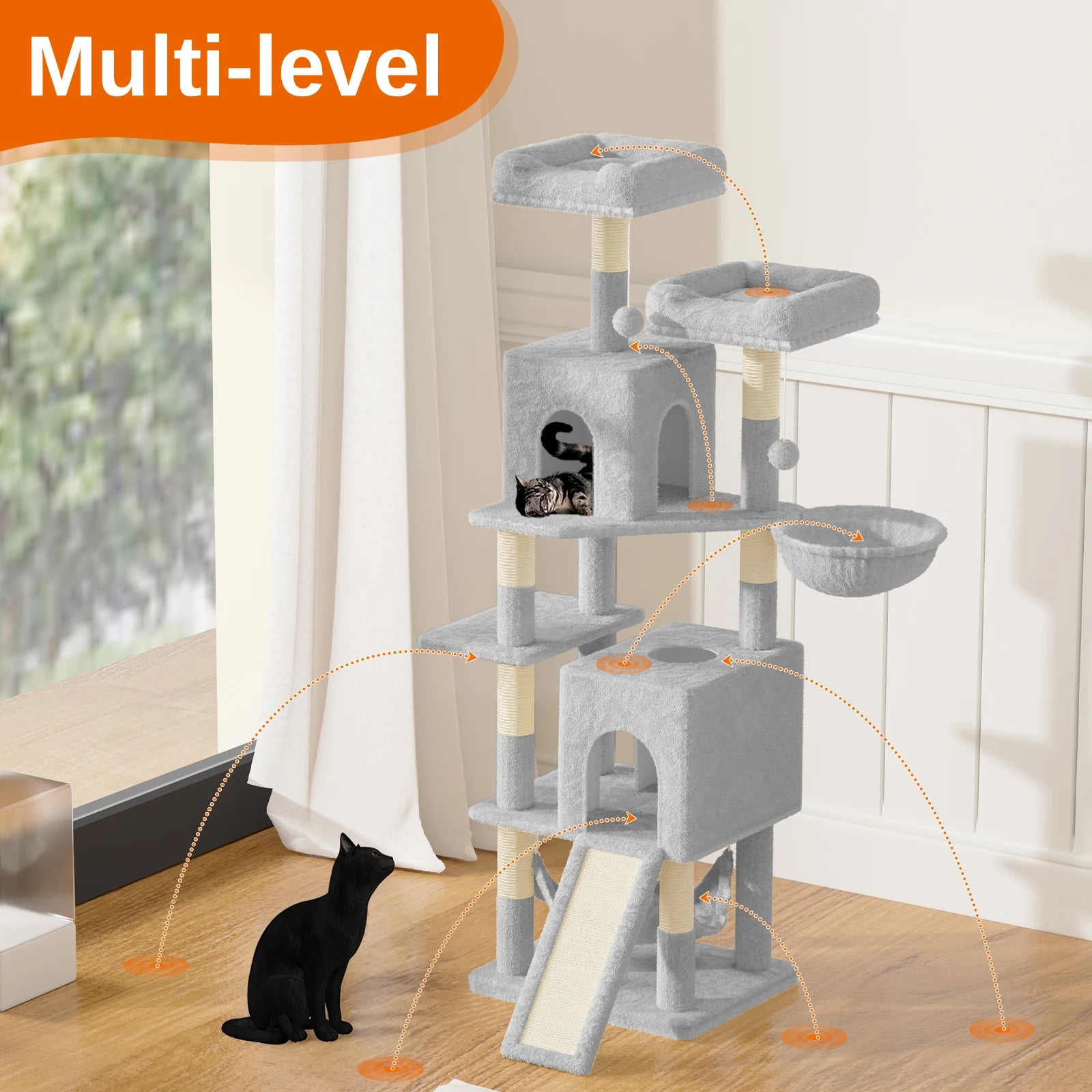 Multi-Level Cat Tree Tower with Scratching Posts