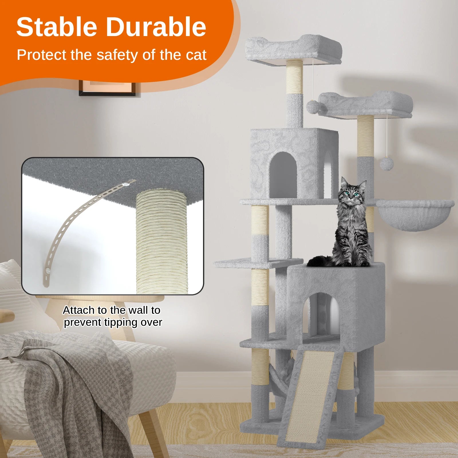 Multi-Level Cat Tree Tower with Scratching Posts