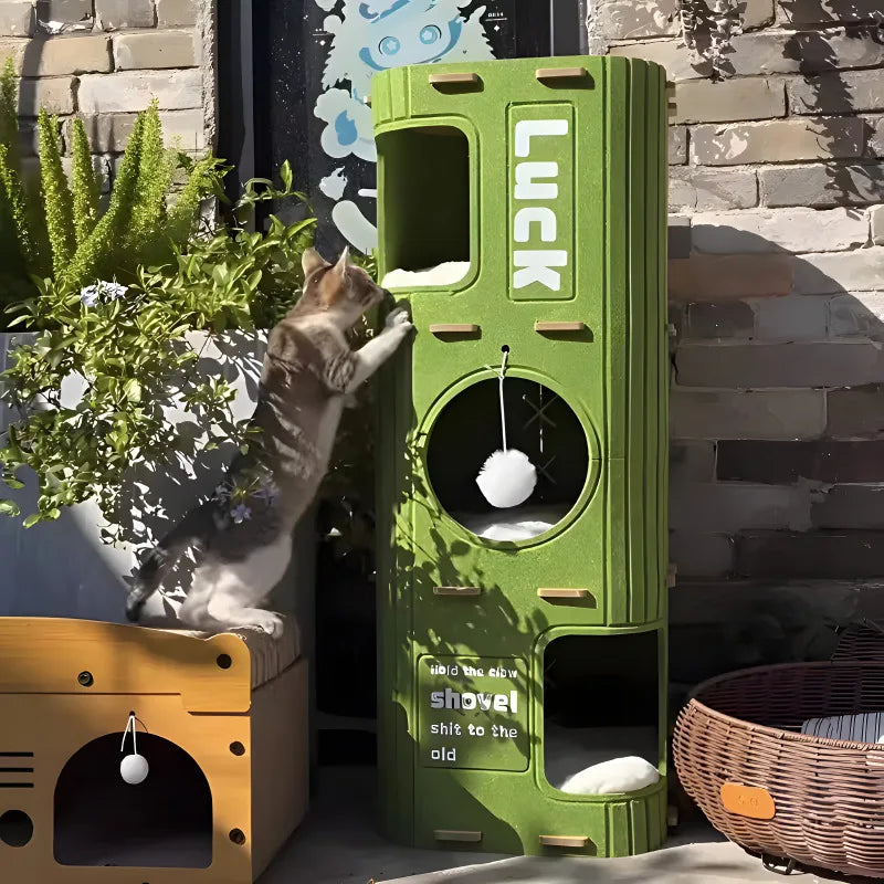 Multifunctional 3-Level Cat Scratching Tower