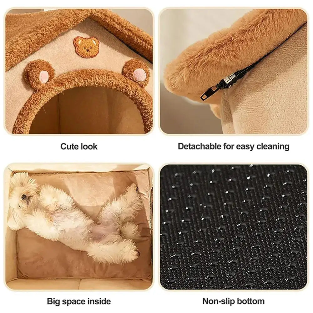 Thick Plush Semi-Enclosed Pet House