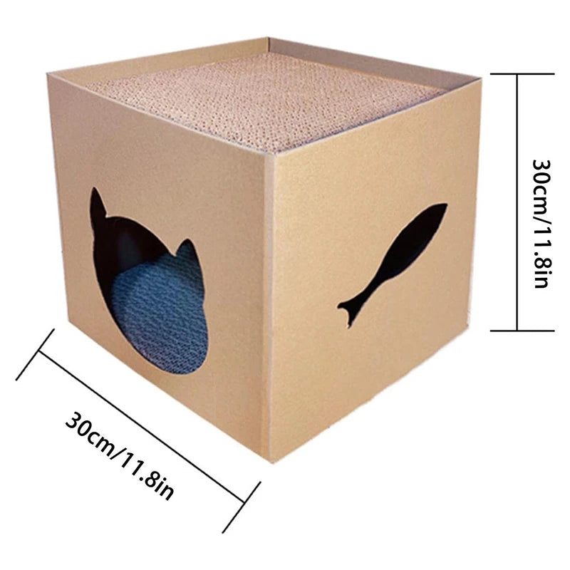 Foldable Cardboard Cat Scratcher House