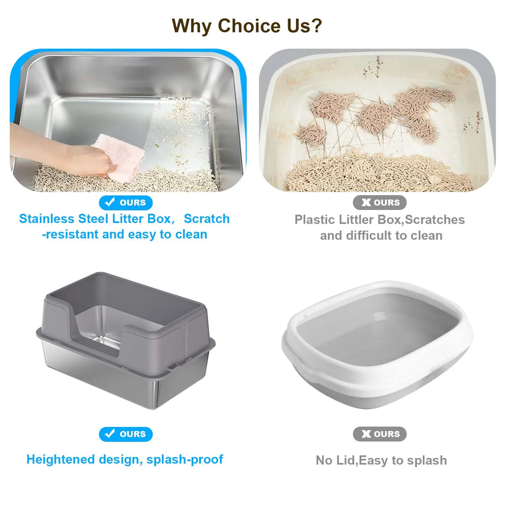 Stainless Steel Litter Box with Cover