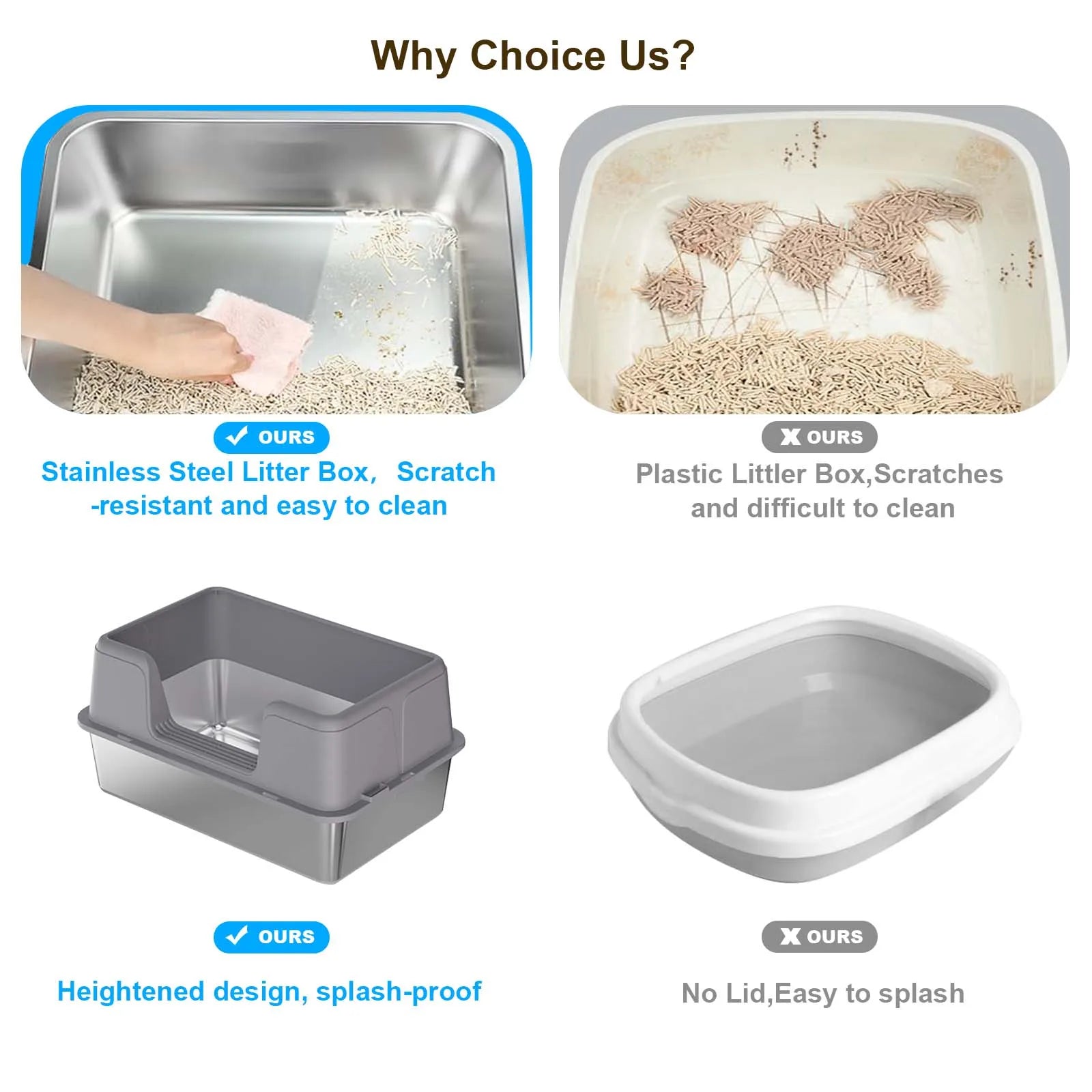 Stainless Steel Litter Box with Cover