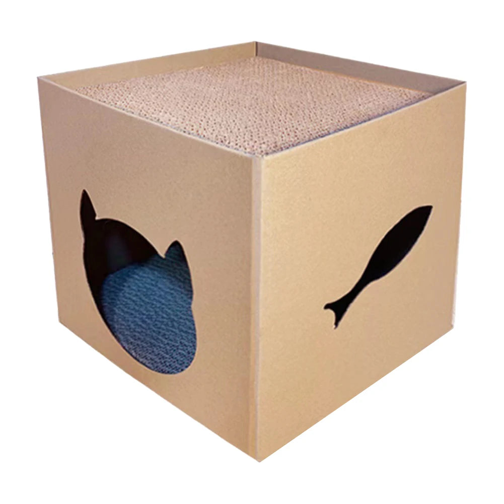 Foldable Cardboard Cat Scratcher House