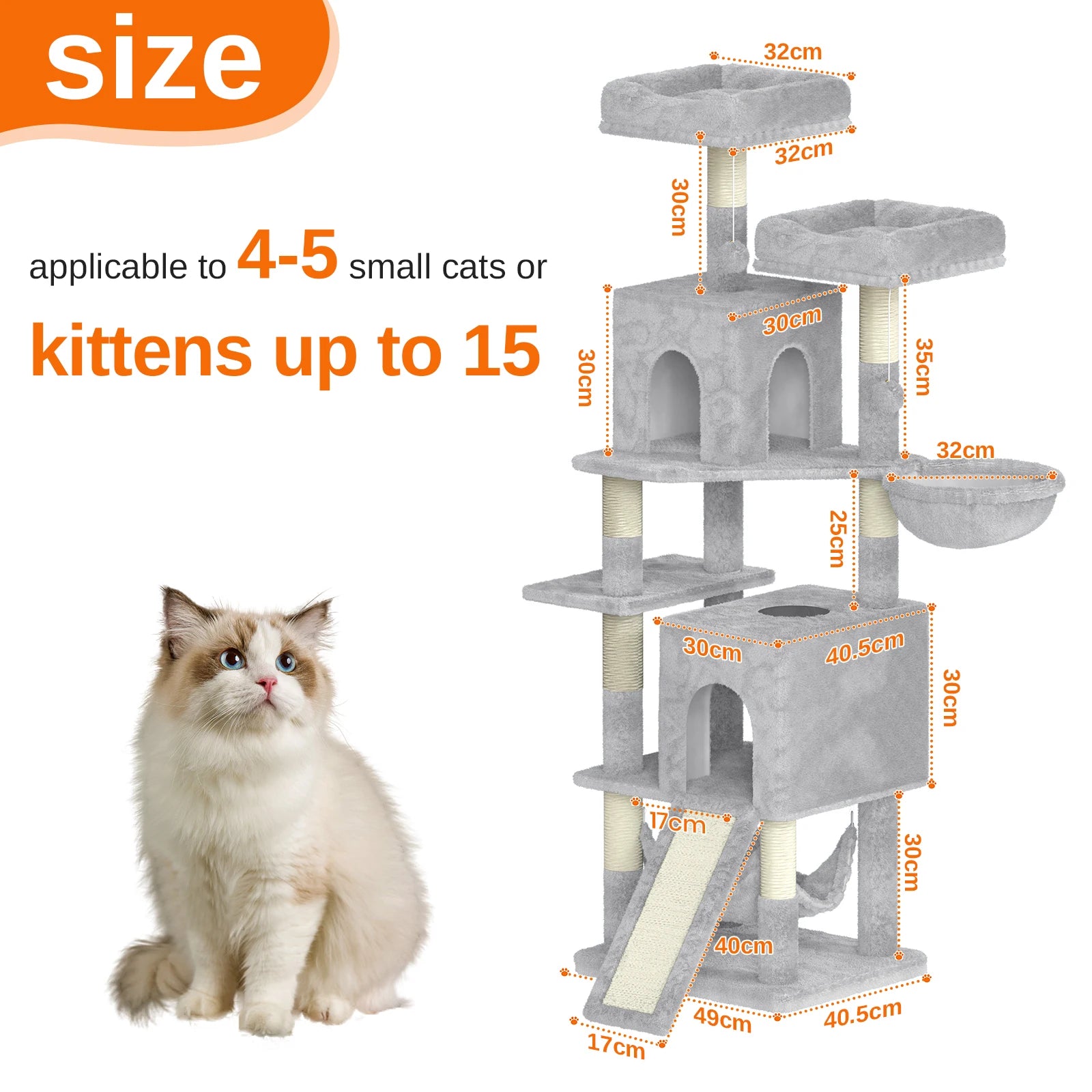 Multi-Level Cat Tree Tower with Scratching Posts