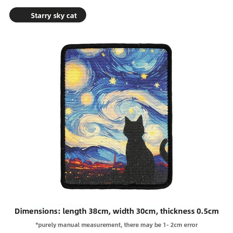 Wall-Mounted Cat Scratcher – Artistic Fabric Design