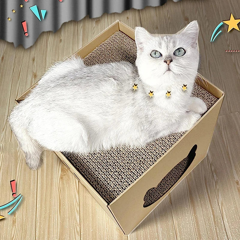 Foldable Cardboard Cat Scratcher House