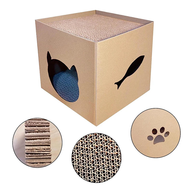 Foldable Cardboard Cat Scratcher House