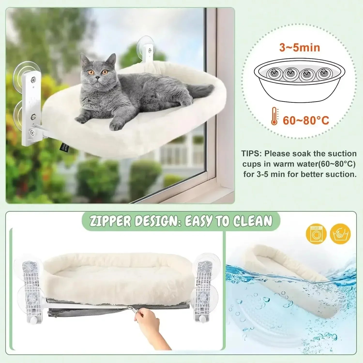 Cat Window Hammock with Suction Cups