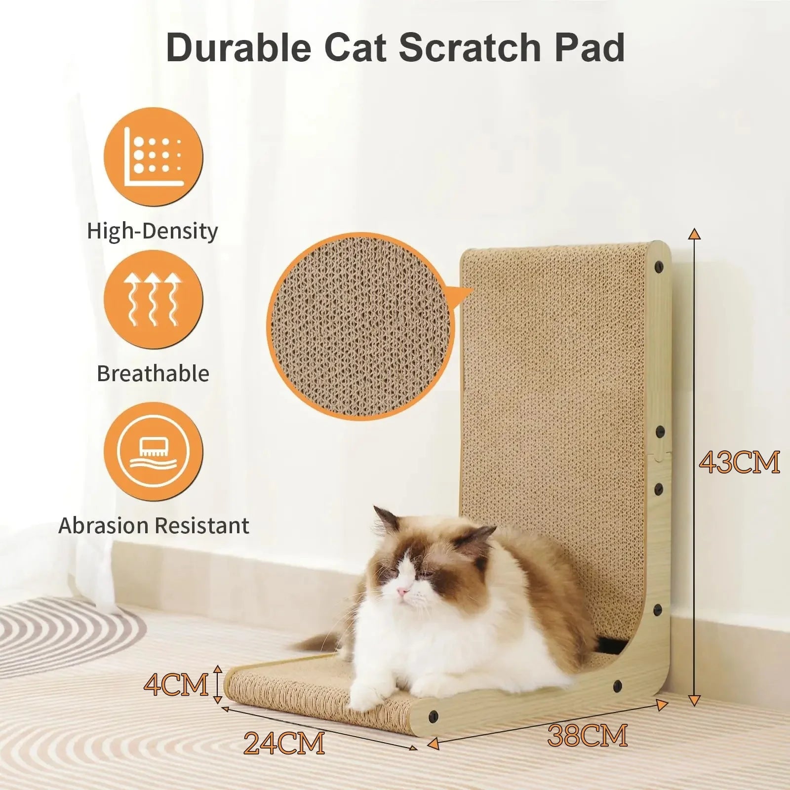 L-Shaped Cat Scratcher – Space-Saving Furniture Protector