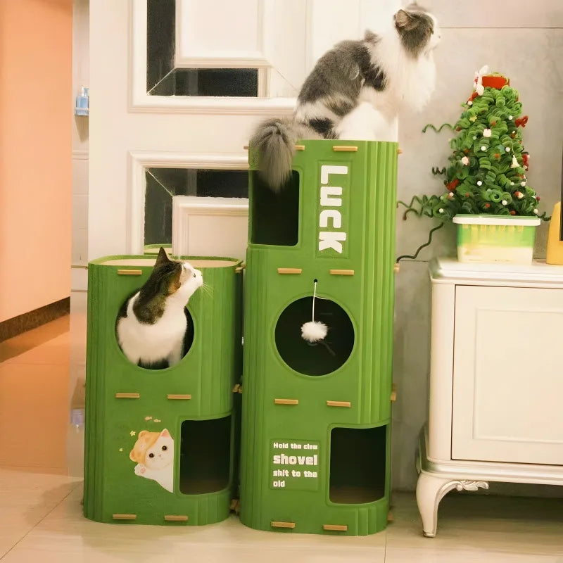 Multifunctional 3-Level Cat Scratching Tower