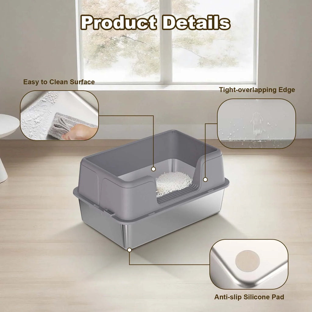 Stainless Steel Litter Box with Cover