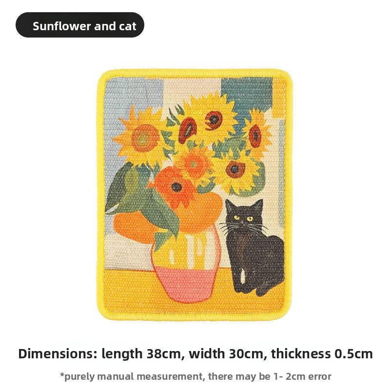 Wall-Mounted Cat Scratcher – Artistic Fabric Design