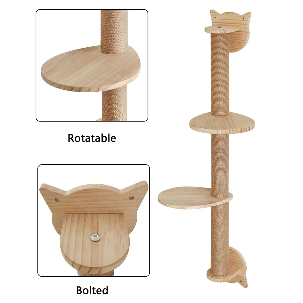 Wall-Mounted Cat Tree with Sisal Scratching Posts