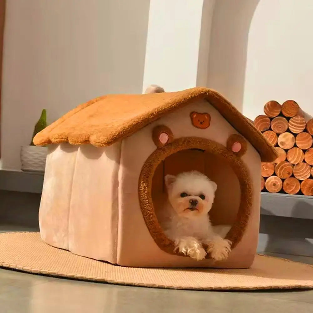 Thick Plush Semi-Enclosed Pet House