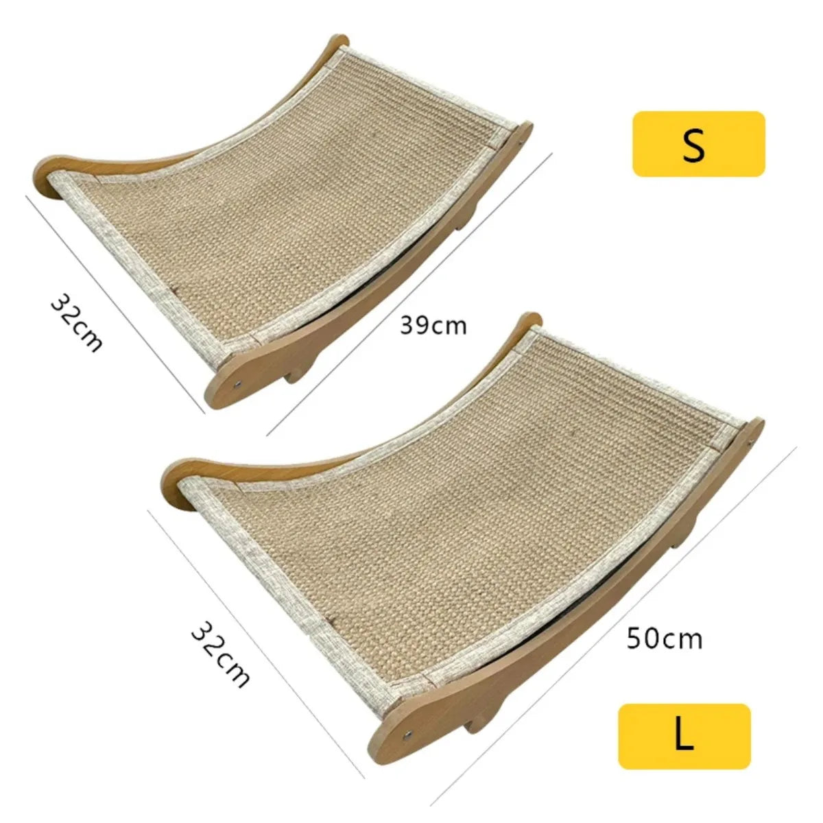 Wooden Cat Scratcher Bed with Sisal Surface