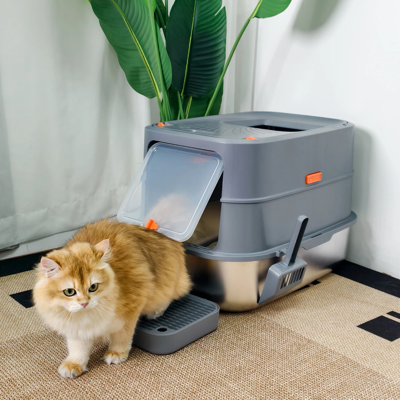 Stainless Steel Dual Entry Litter Box