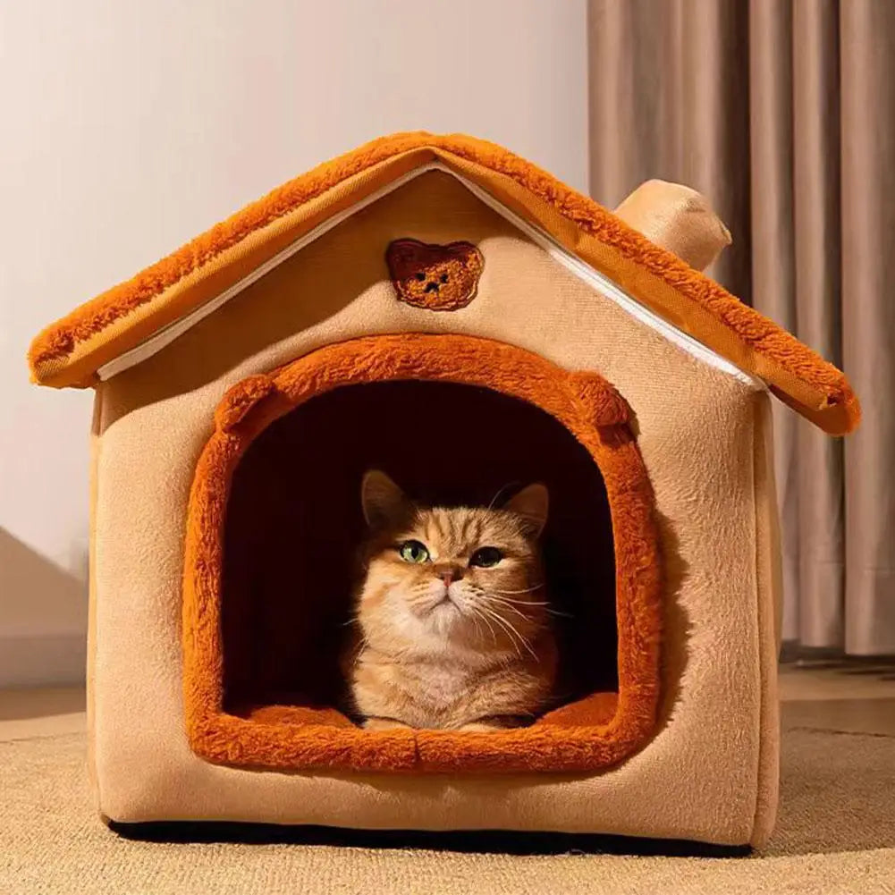Thick Plush Semi-Enclosed Pet House
