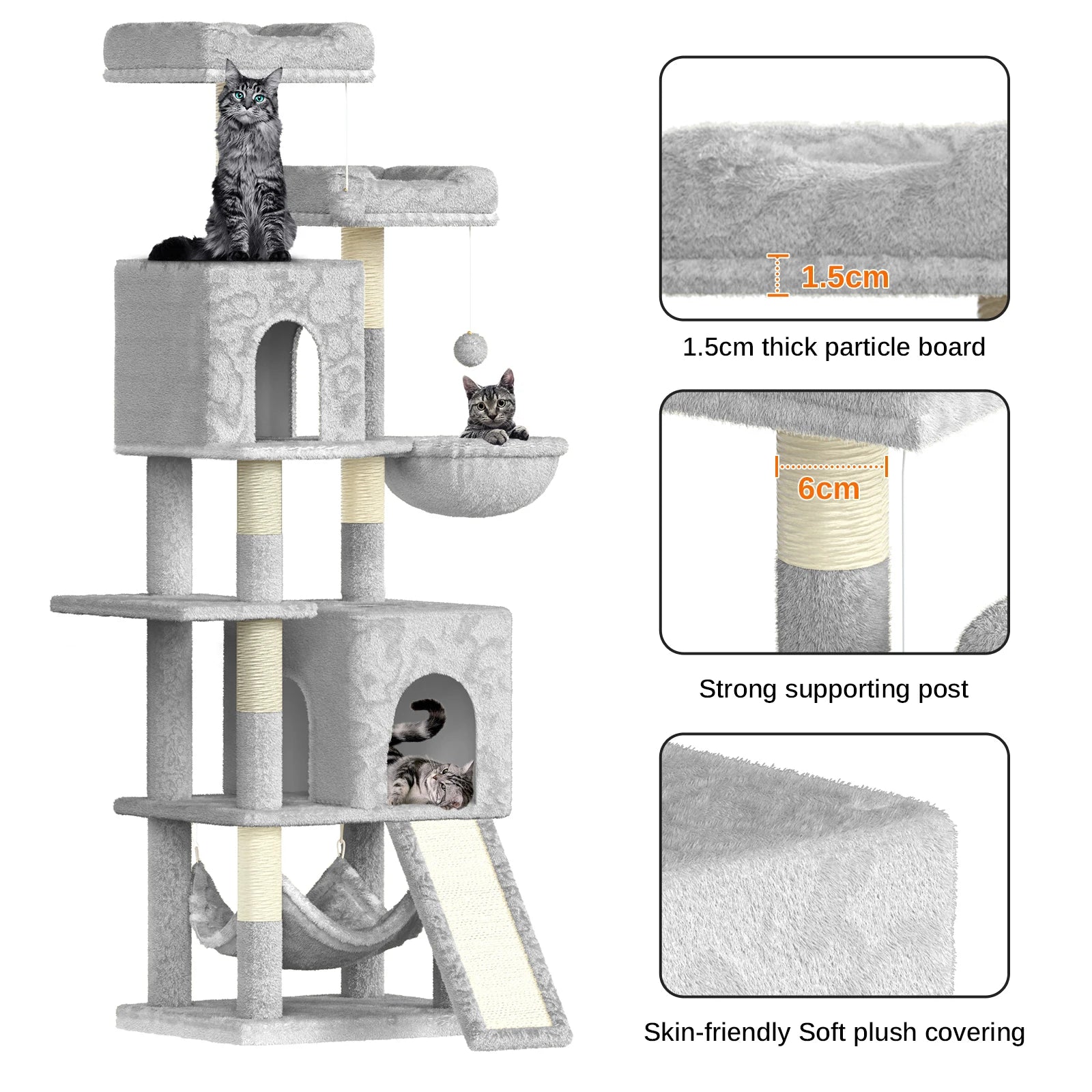 Multi-Level Cat Tree Tower with Scratching Posts