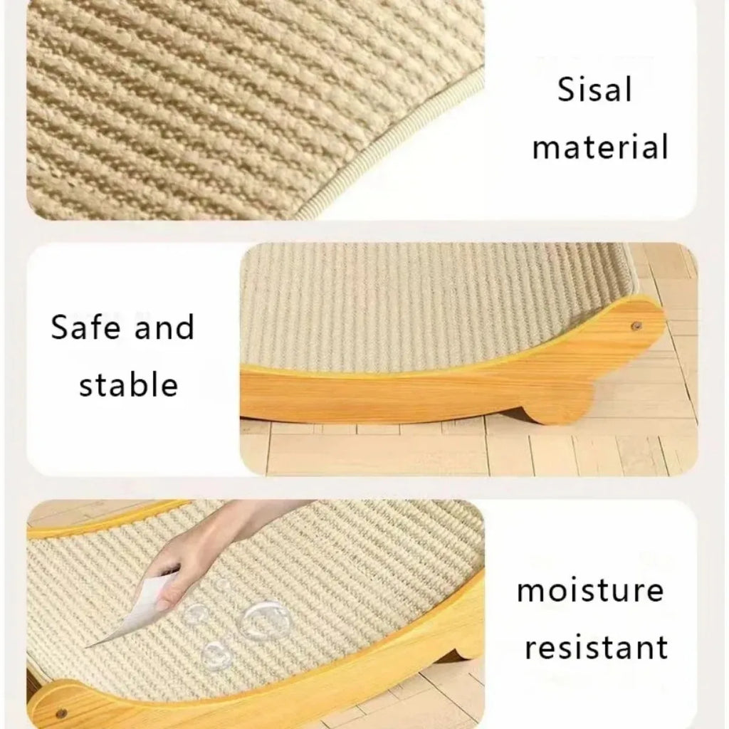 Wooden Cat Scratcher Bed with Sisal Surface