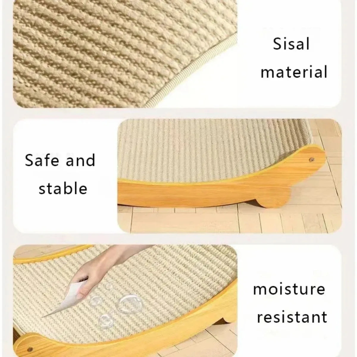 Wooden Cat Scratcher Bed with Sisal Surface