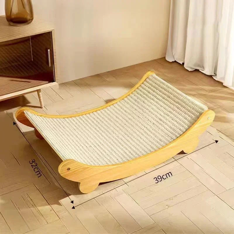Wooden Cat Scratcher Bed with Sisal Surface