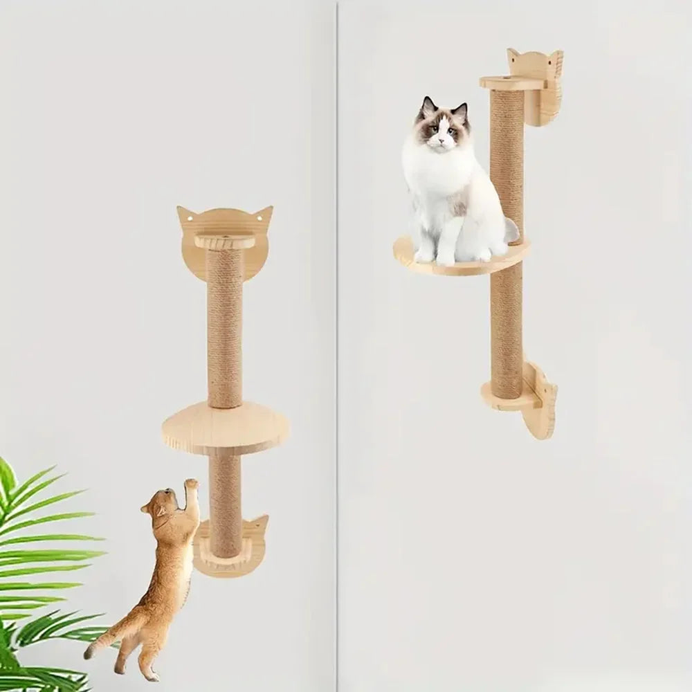 Wall-Mounted Cat Tree with Sisal Scratching Posts