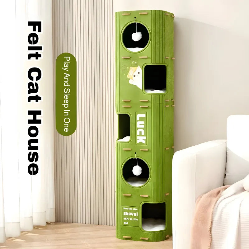 Multifunctional 3-Level Cat Scratching Tower