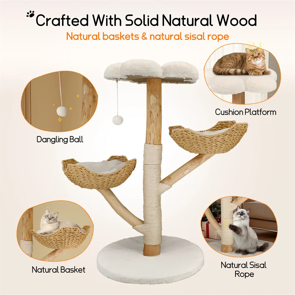 Willow Wood Cat Tree – Multi-Level Climbing Tower