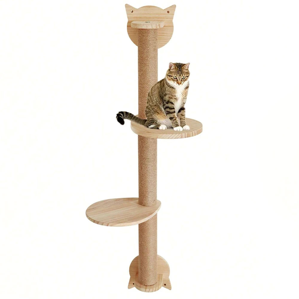 Wall-Mounted Cat Tree with Sisal Scratching Posts
