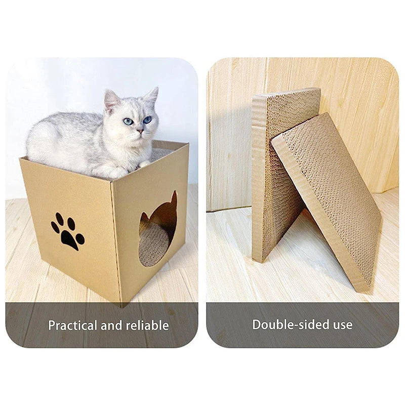 Foldable Cardboard Cat Scratcher House