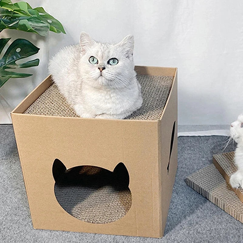 Foldable Cardboard Cat Scratcher House
