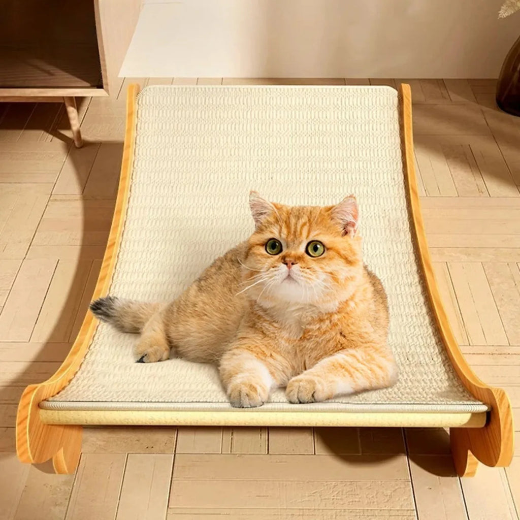Wooden Cat Scratcher Bed with Sisal Surface