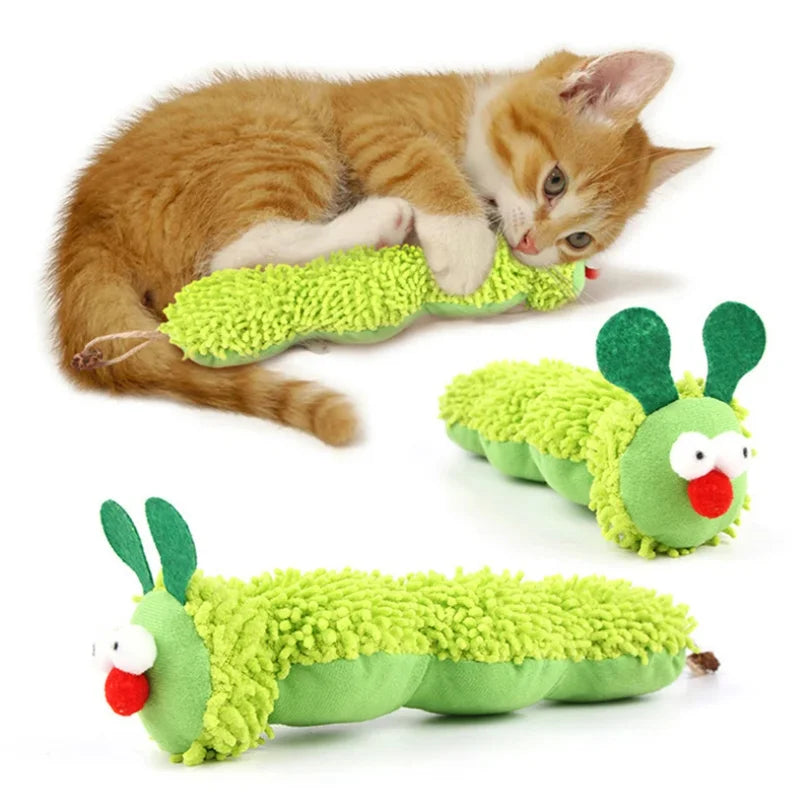 Plush Caterpillar Cat Toy – Soft & Bite-Resistant