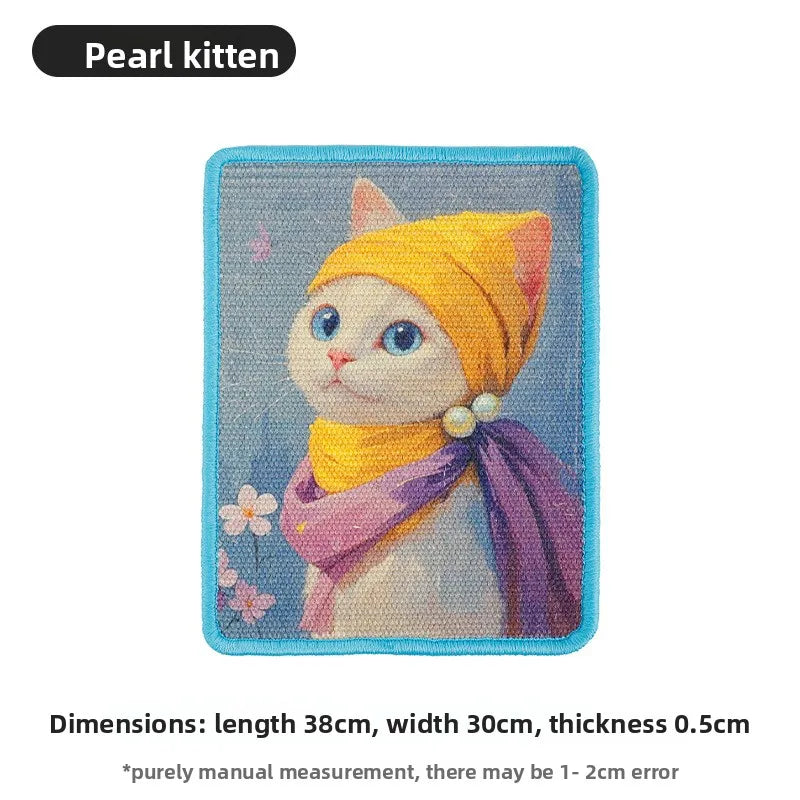 Wall-Mounted Cat Scratcher – Artistic Fabric Design