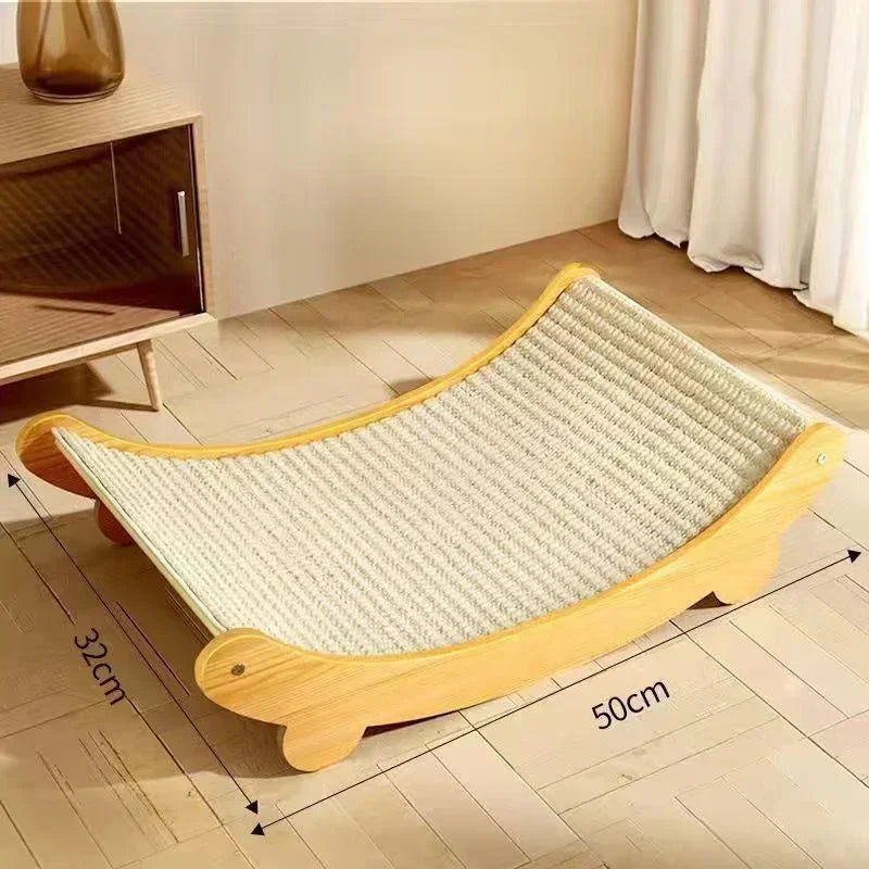 Wooden Cat Scratcher Bed with Sisal Surface
