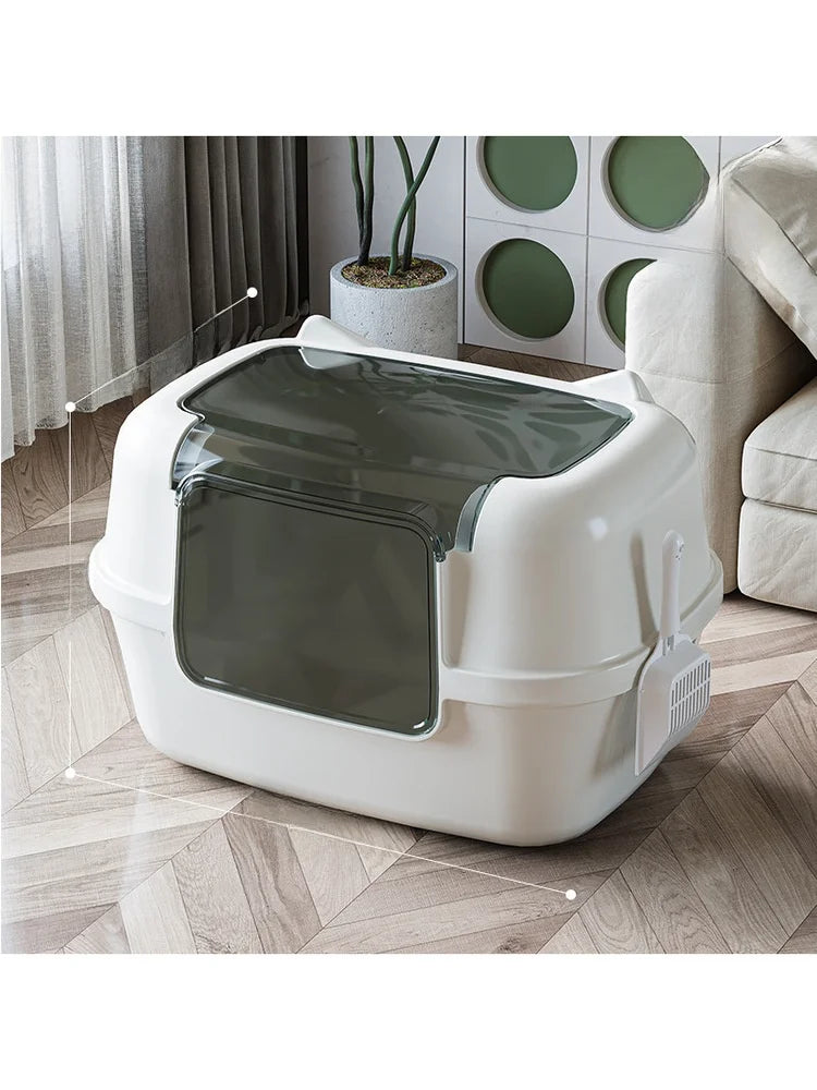 Spacious Fully Enclosed Cat Litter Box