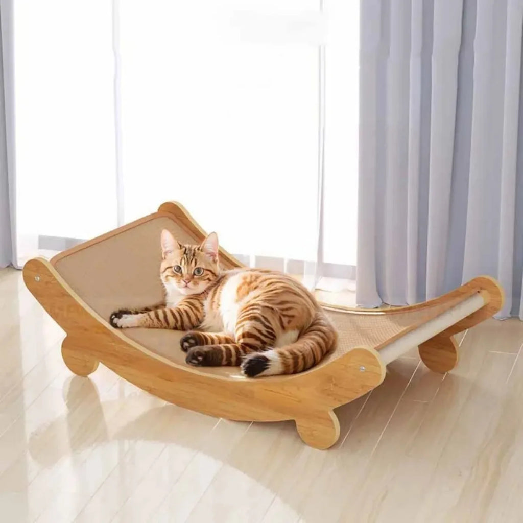 Wooden Cat Scratcher Bed with Sisal Surface