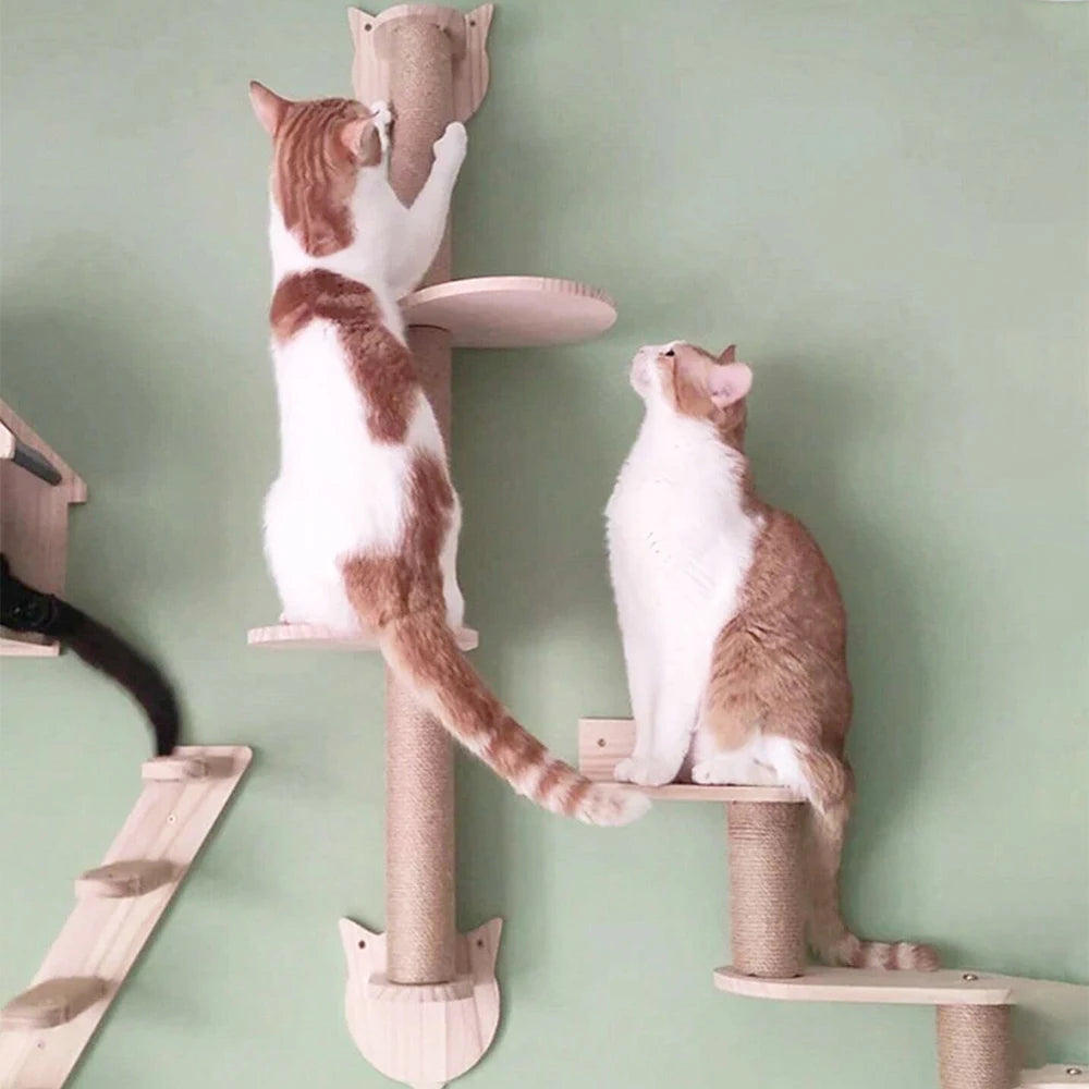 Wall-Mounted Cat Tree with Sisal Scratching Posts