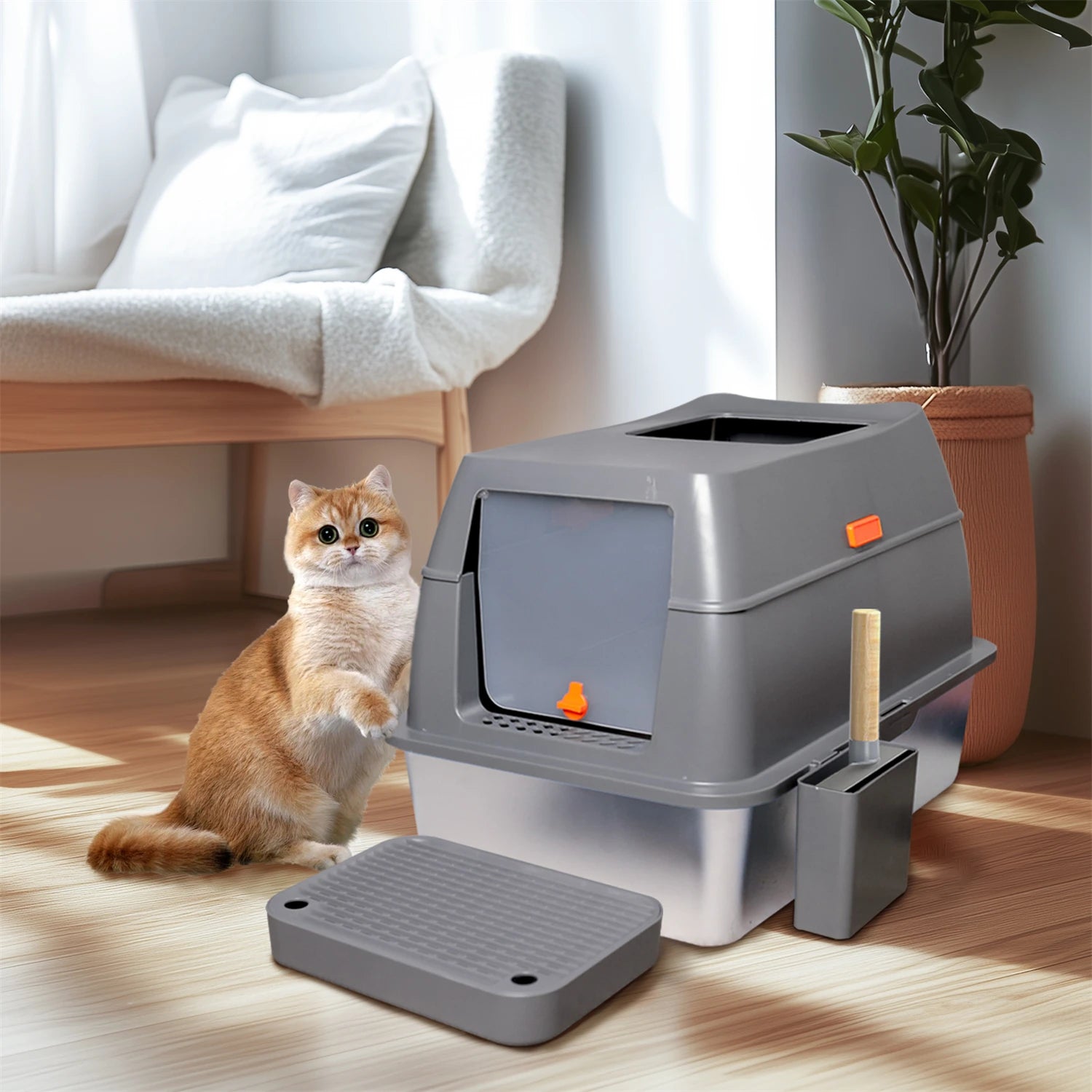 Stainless Steel Dual Entry Litter Box