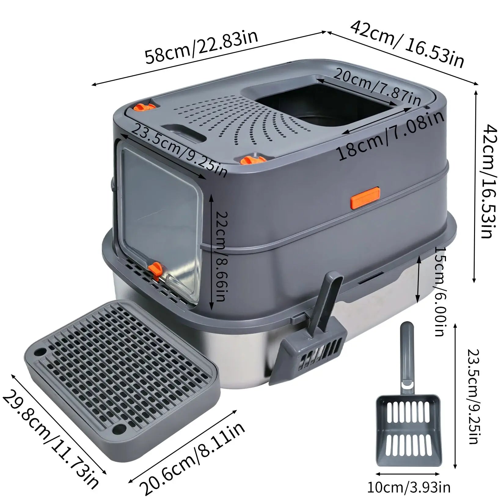 Stainless Steel Dual Entry Litter Box