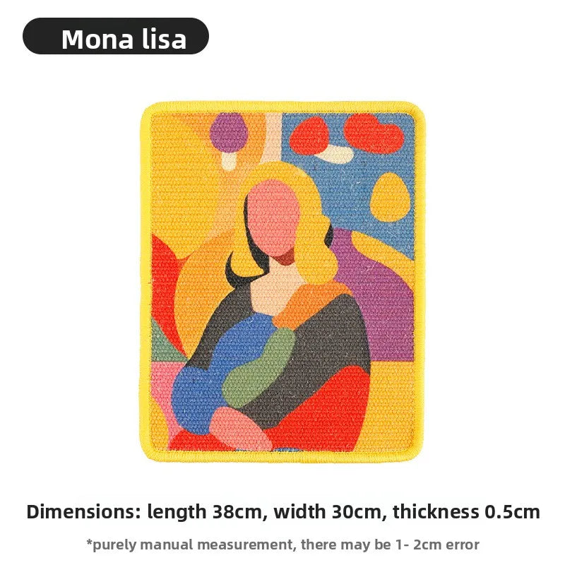 Wall-Mounted Cat Scratcher – Artistic Fabric Design