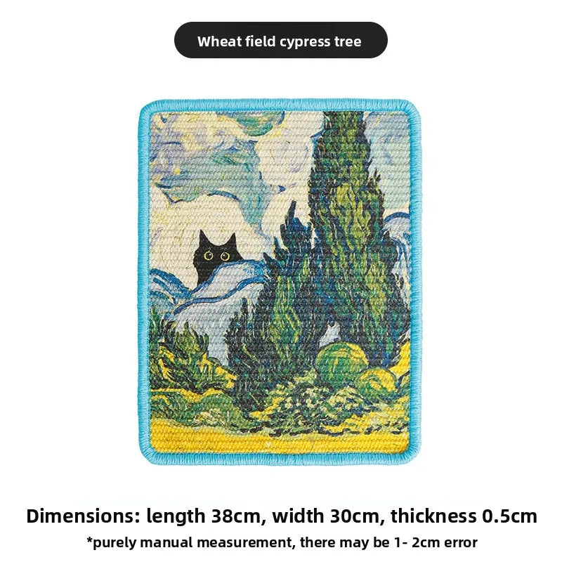 Wall-Mounted Cat Scratcher – Artistic Fabric Design