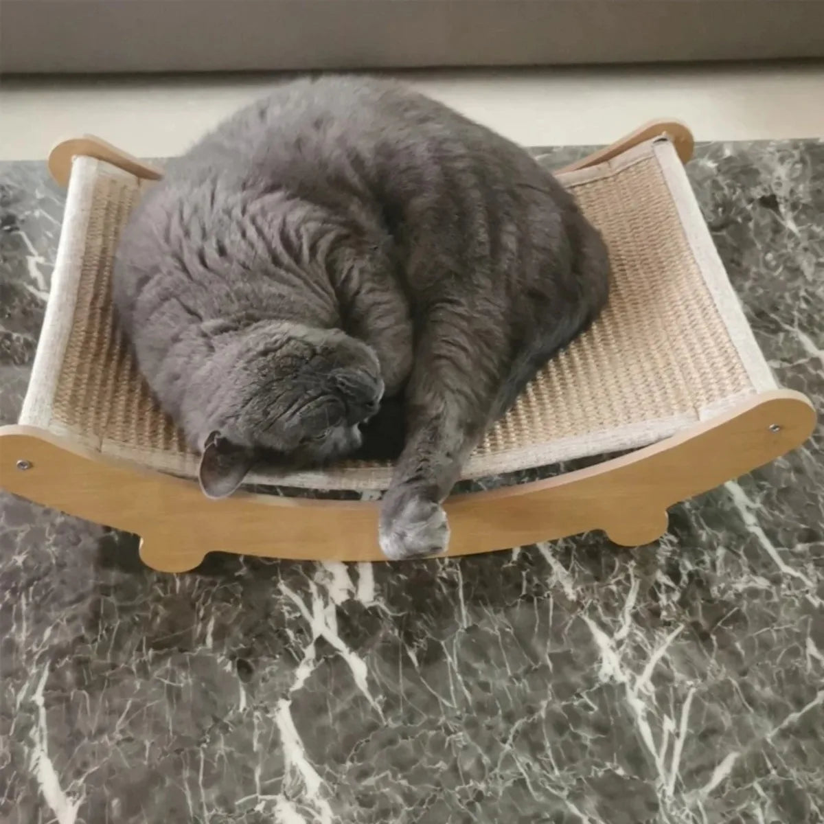 Wooden Cat Scratcher Bed with Sisal Surface