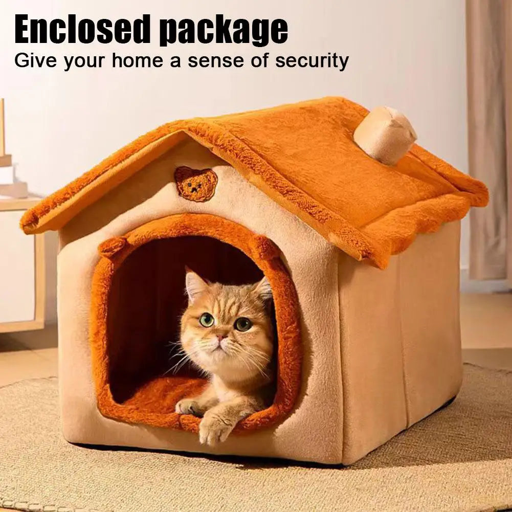Thick Plush Semi-Enclosed Pet House