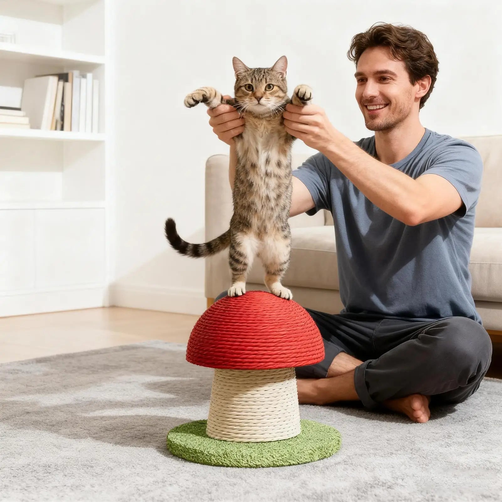 Mushroom Cat Scratching Post – Modern Sisal Design