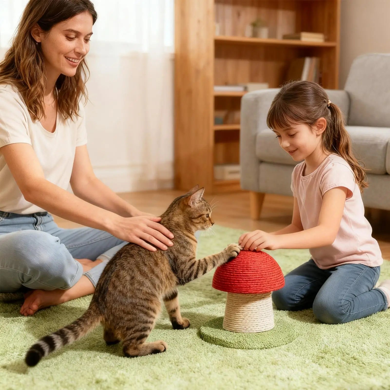 Mushroom Cat Scratching Post – Modern Sisal Design